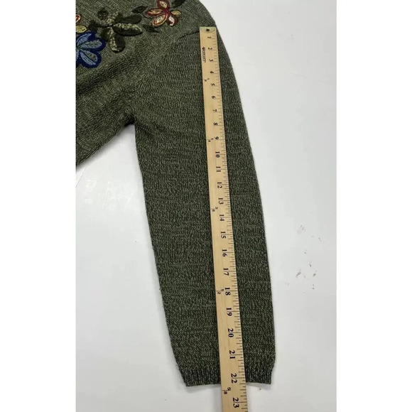 Koret Women’s Floral Wool Blend Embroidery Knit Sweater Green Sz XL Grannycore - Picture 10 of 10